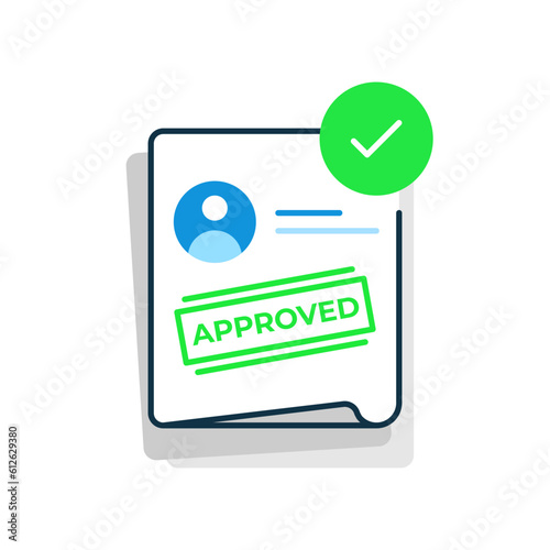 document or account has been approved concept illustration flat design vector eps10. simple and modern graphic element for landing page ui, infographic, icon, pop up message information
