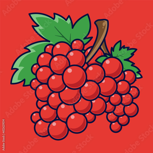 Grape Fruit Cartoon Vector Icon Illustration. Food Fruit Icon Concept Isolated Premium Vector. Flat Cartoon Style Suitable for Web Landing Page, Banner, Sticker, Background