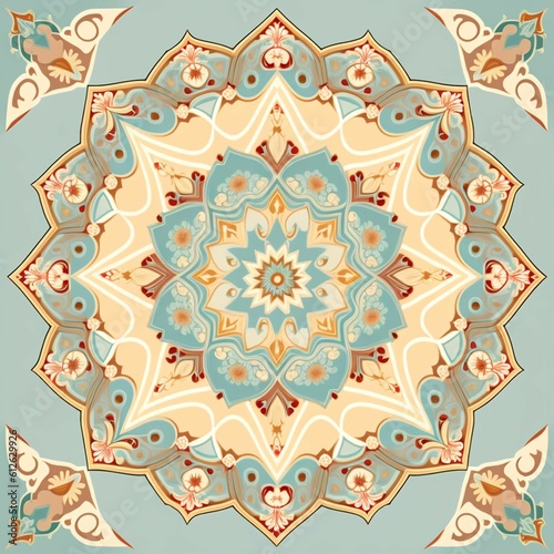 AI-generated illustration of a symmetrical Islamic ornament based on the Ottoman style
