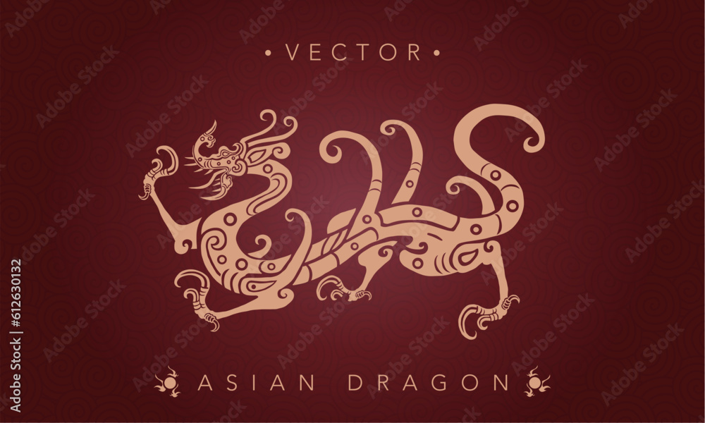 Asian dragon symbol on a dark red background Asian dragon symbol on a dark red background
