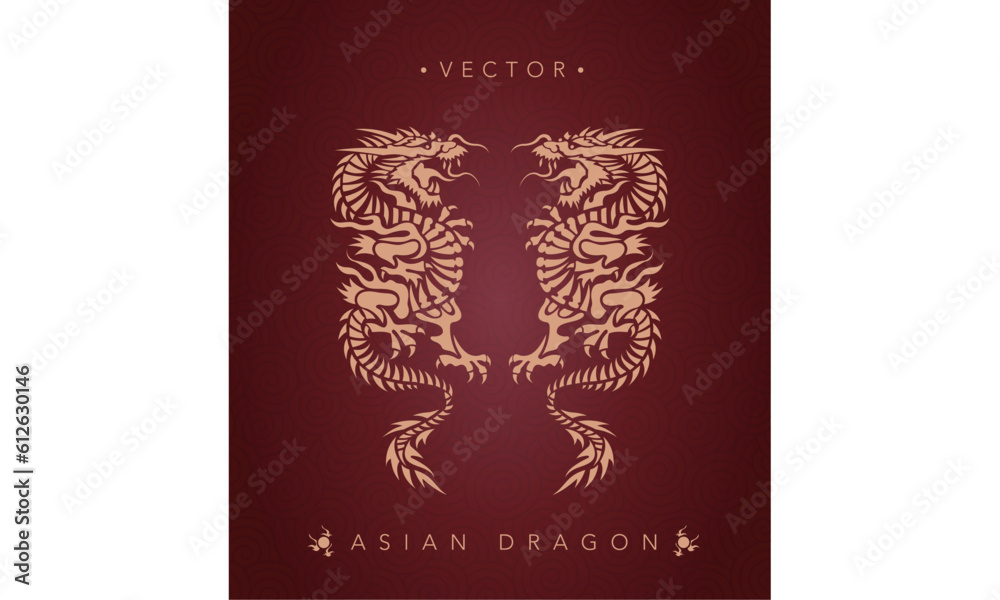 Asian dragons symbol on a dark red background