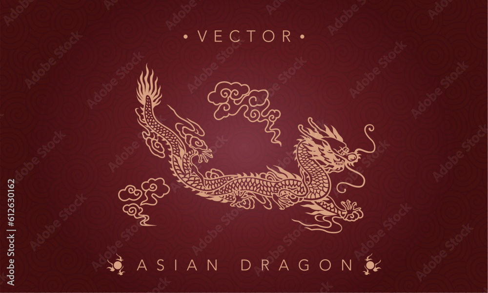 Asian dragon symbol on a dark red background Asian dragon symbol on a dark red background