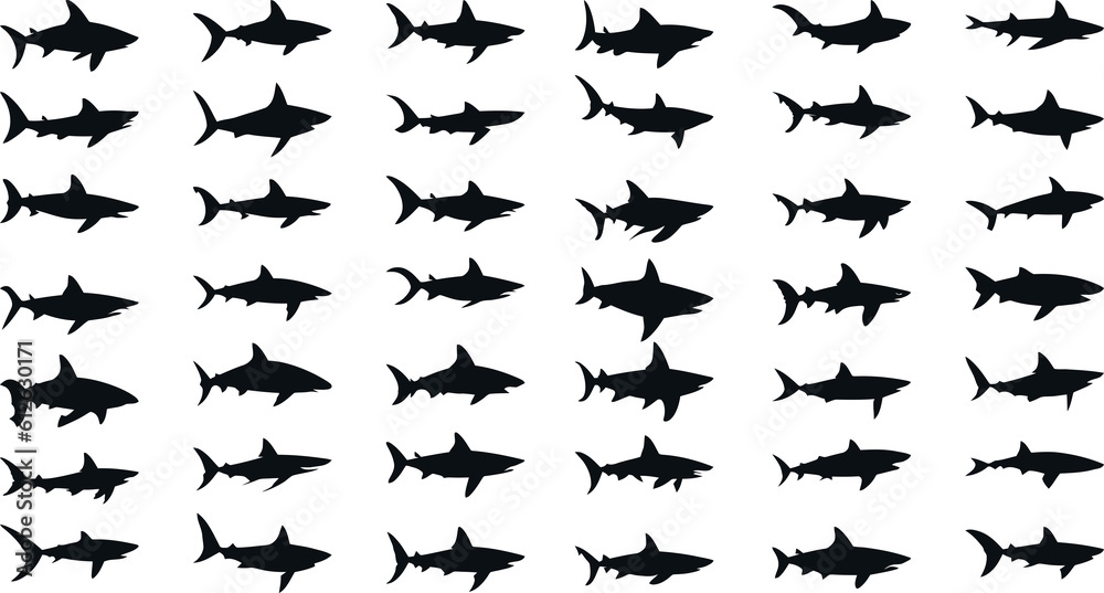 shark silhouettes set illustration shark silhouettes set illustration
