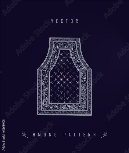 Traditional Hmong pattern on a dark blue background