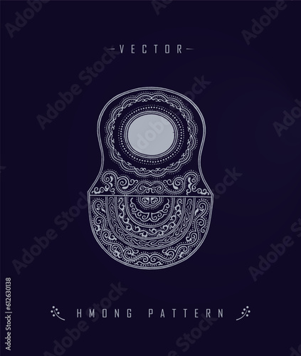 Traditional Hmong pattern on a dark blue background