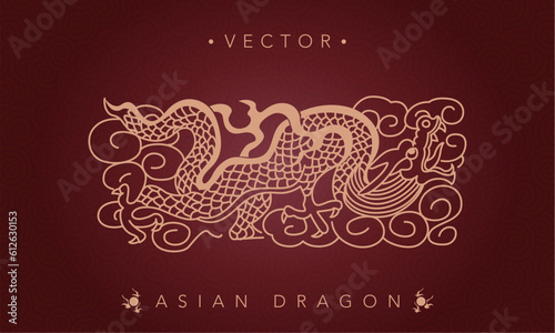 Asian dragon symbol on a dark red background