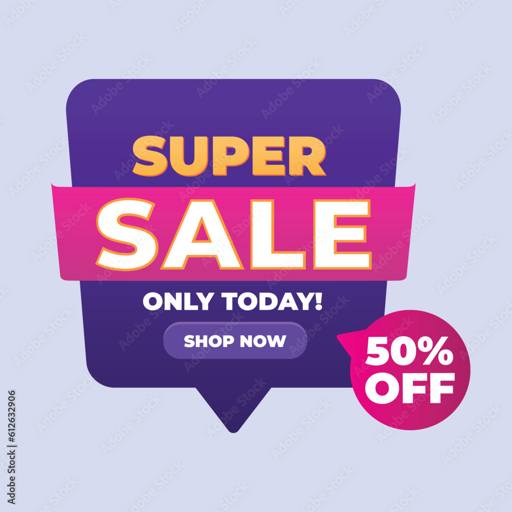 Digital render of a purple pink online super sale banner