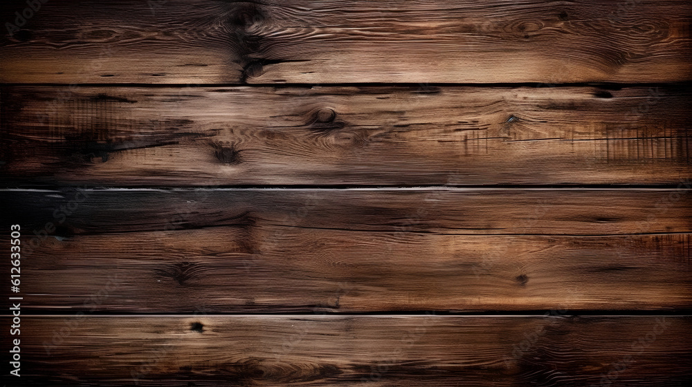 Dark wooden texture. Dark wood planks background. Generative AI.
