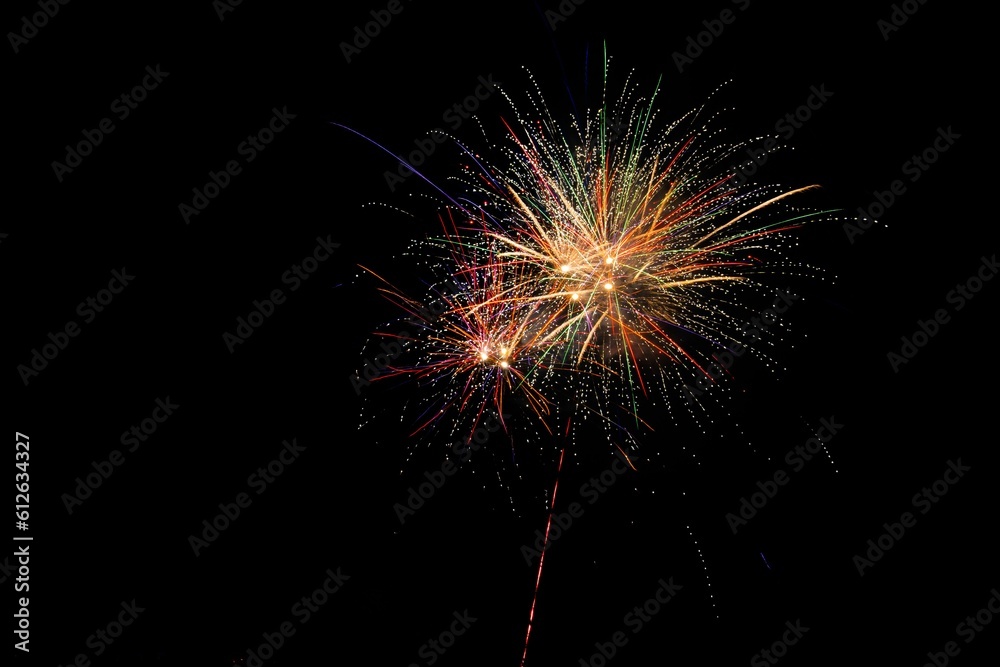 Vibrant and colorful fireworks display against the night sky