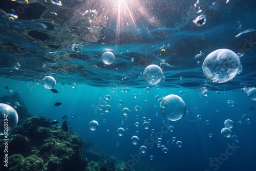underwater bubbles, water bubbles. Generative AI © Kishore Newton