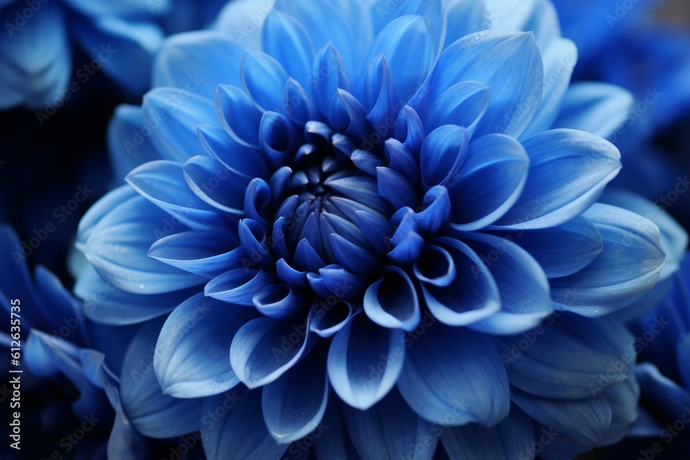 Beautiful blue flowers, close-up. Generative AI