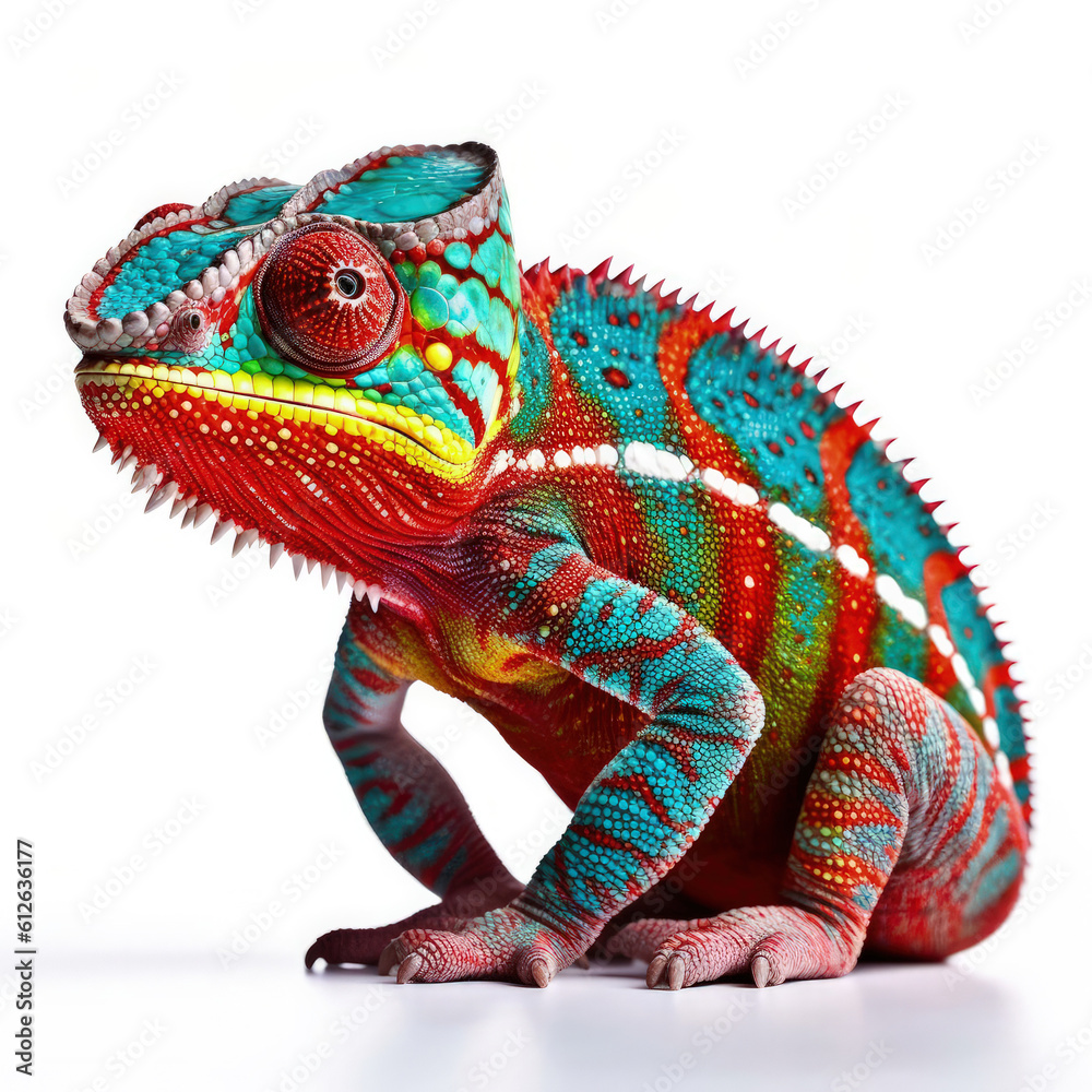 Fototapeta premium Panther Chameleon (Furcifer pardalis) perched, showing vibrant colors