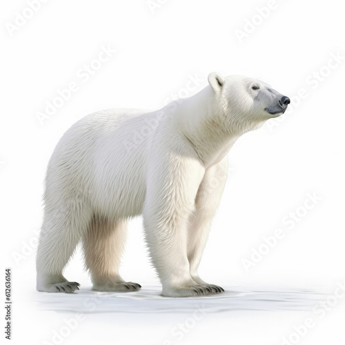 Polar Bear (Ursus maritimus) standing on ice floe, looking distance