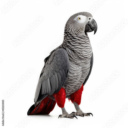 African Grey Parrot (Psittacus erithacus) sitting, looking to the side