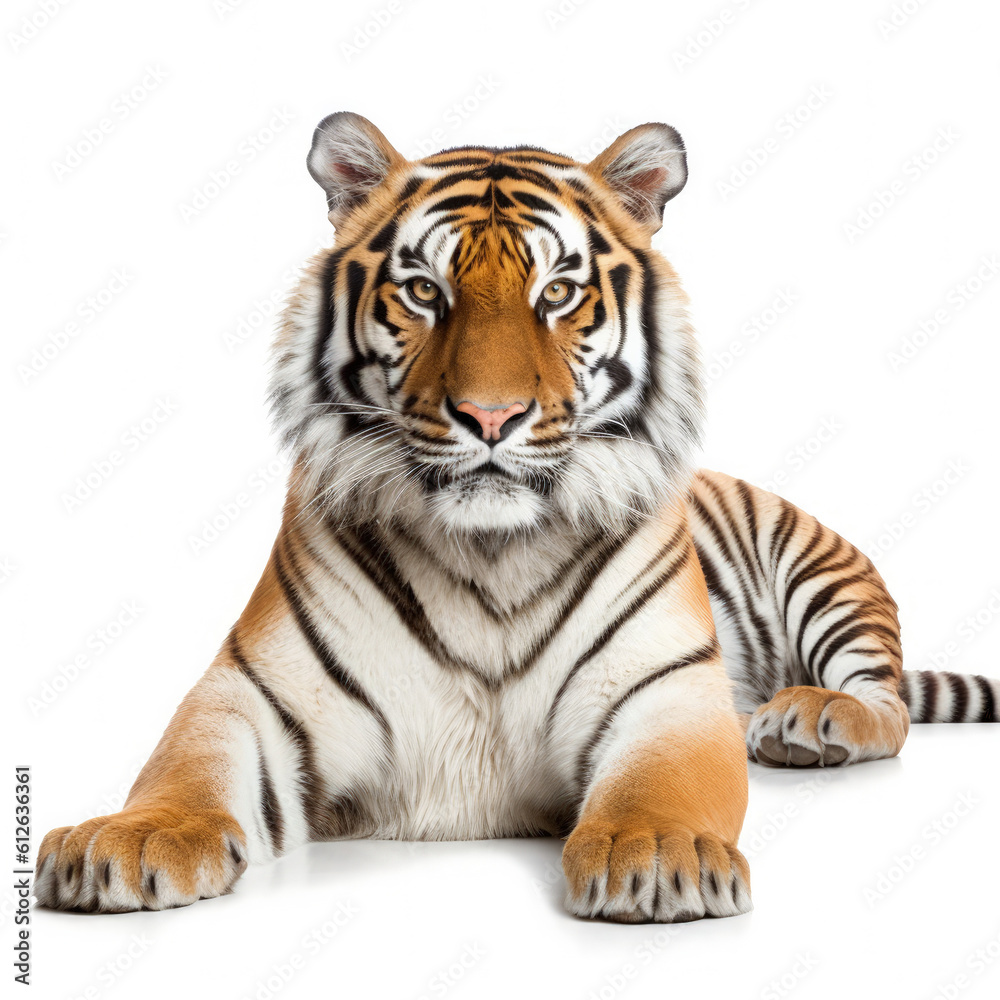 Bengal Tiger (Panthera tigris tigris) lying down, gazing distance