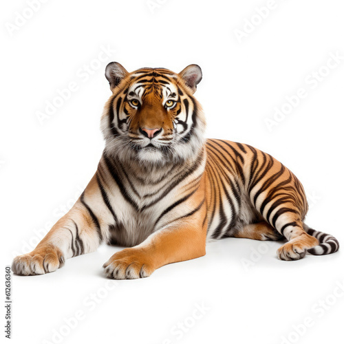 Bengal Tiger  Panthera tigris tigris  lying down  gazing distance
