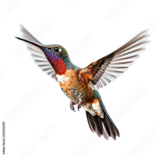 Hummingbird (Trochilidae) hovering in mid-air, wings blur © blueringmedia