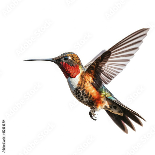 Hummingbird (Trochilidae) hovering in mid-air, wings blur
