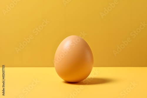 In the tradition of basic and brilliant visuals, a yellow egg on a plain yellow background. Generative AI