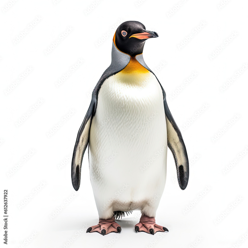 Fototapeta premium Penguin (Aptenodytes forsteri) standing, looking camera, flippers by side