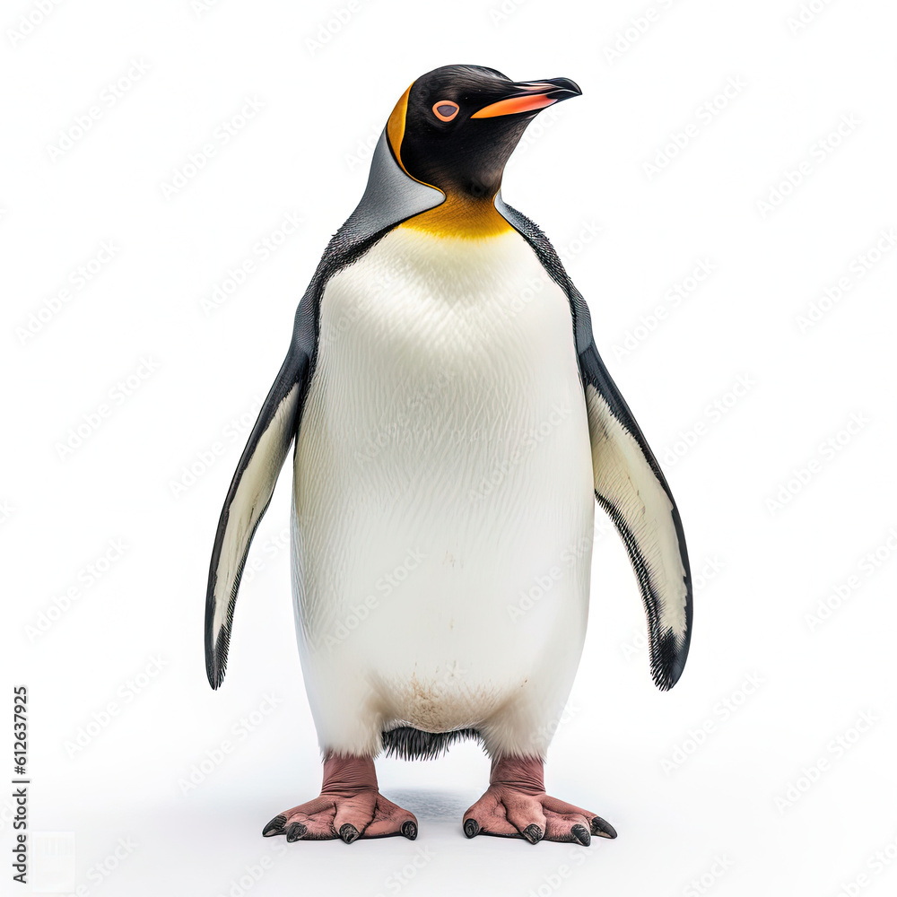 Obraz premium Penguin (Aptenodytes forsteri) standing, looking camera, flippers by side