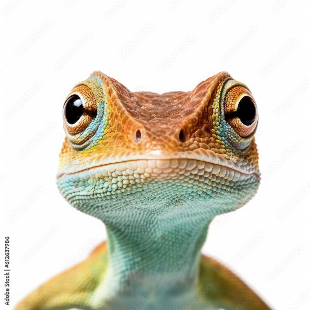 Fototapeta premium Anole Lizard (Anolis carolinensis) standing, looking at camera