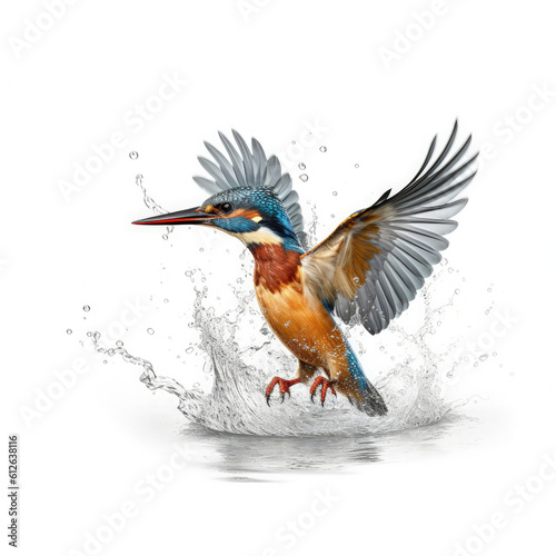 Kingfisher (Alcedo atthis) diving into water, mid-dive