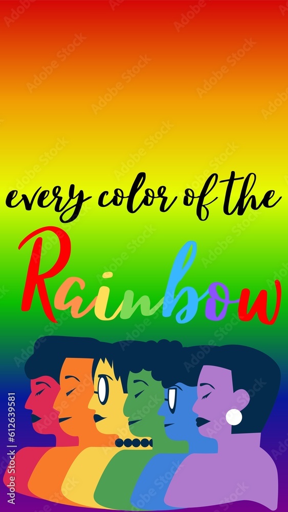 Rainbow gay pride LGBTQIA+ illustration design digital artwork, bright unique art. Every color of the rainbow colour, transgender, bisexual, queer flags, flag, wallpaper, background