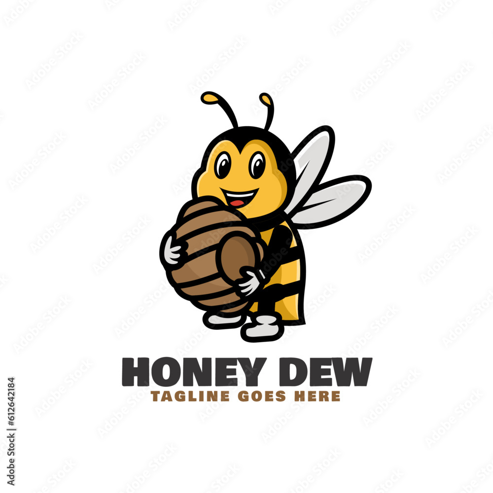 Vector Logo Illustration Honey Dew Mascot Cartoon Style.