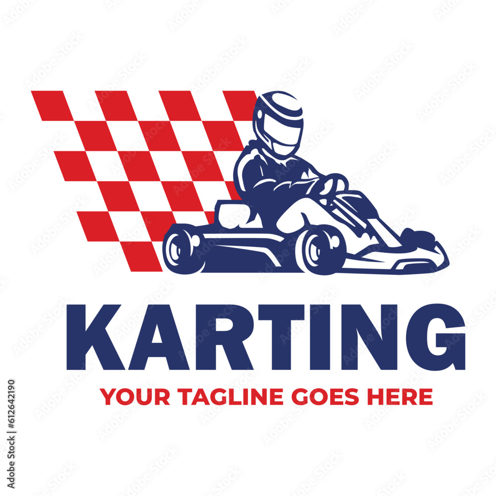Go-kart logo template. Karting logo vector illustration. - obrazy, fototapety, plakaty 