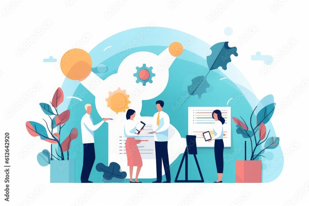 Business plan. Business concept growth. Teamwork. illustration, Generative AI Business plan. Business concept growth. Teamwork. illustration, Generative AI