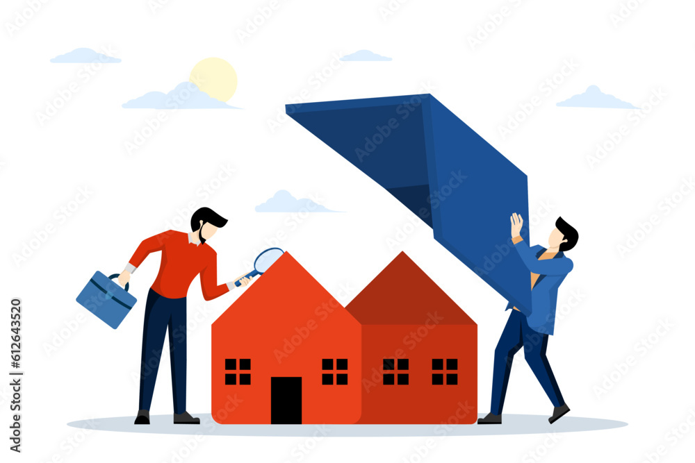 home or building quality inspection, Real Estate and Home Defects. QC, Check housing quality. inspect the structure of the house both inside and outside. flat vector illustration on a white background home or building quality inspection, Real Estate and Home Defects. QC, Check housing quality. inspect the structure of the house both inside and outside. flat vector illustration on a white background