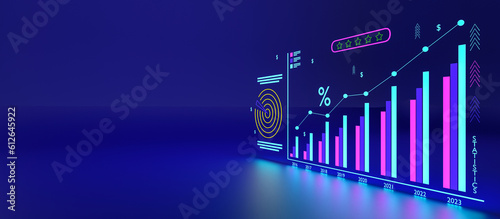 Foto Business growth concept, show marketing graph analyzing stock market changes wit