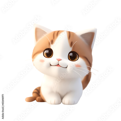 little kitten, brown color, Ghibi style, transparent background.