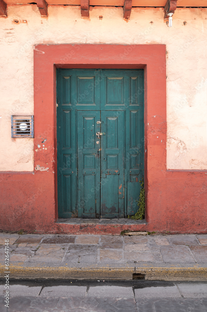Colorful facade of colonial house in Mexico Colorful facade of colonial house in Mexico