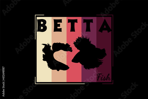 Betta Fish T Shirt Design Landscape Retro Vintage