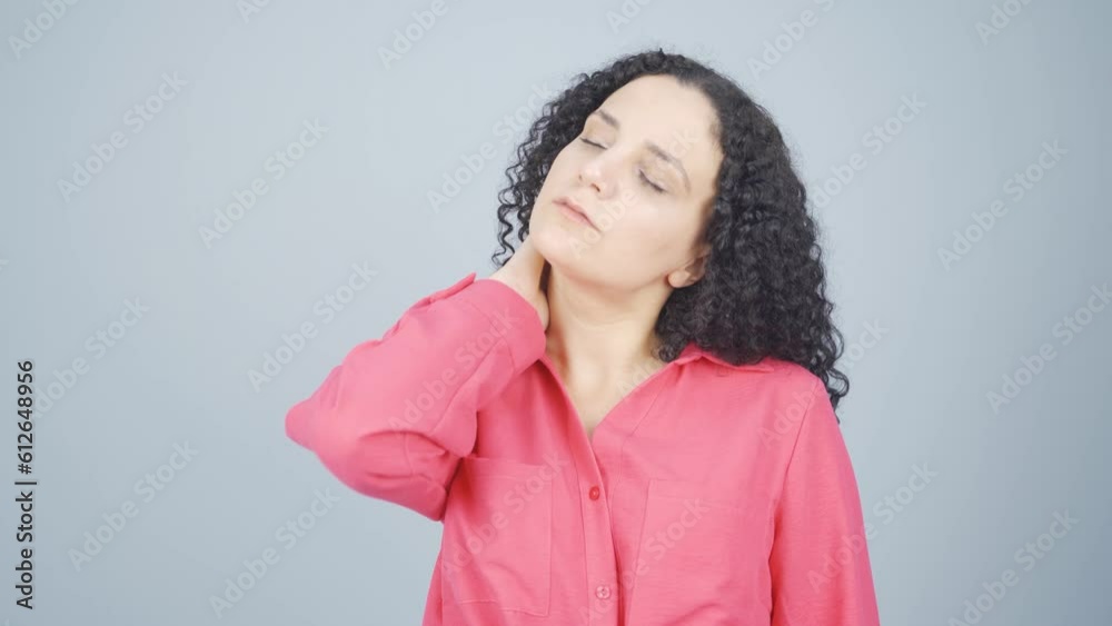 Young woman with neck pain. Young woman with neck pain.