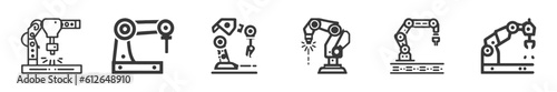 Robotic hand manipulator silhouette symbol icon. Robot limb logo. Robot arm. automation, robot, CNC shape logo.