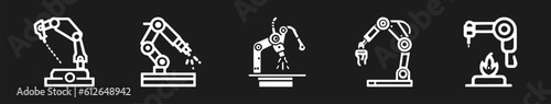 Robotic hand manipulator silhouette symbol icon. Robot limb logo. Robot arm. automation, robot, CNC shape logo.