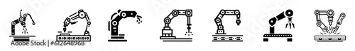 Robotic hand manipulator silhouette symbol icon. Robot limb logo. Robot arm. automation, robot, CNC shape logo.