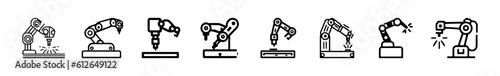 Robotic hand manipulator silhouette symbol icon. Robot limb logo. Robot arm. automation, robot, CNC shape logo.