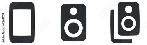 Set of 3 icons Hardware. A set vector icons. Outline isolated signs. Linear symbols set. Big UI icon set. UI and UX