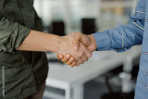 Anonymous business coworker greeting hand