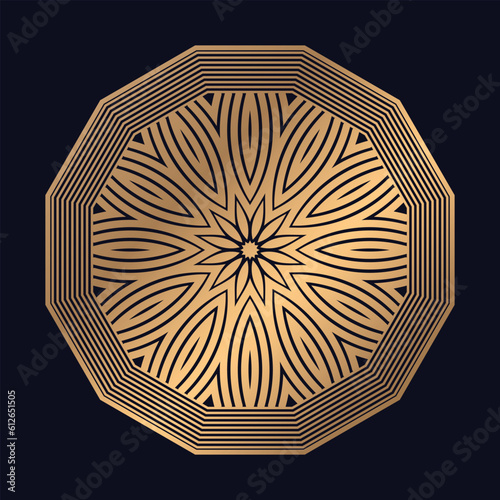 Luxurious golden color mandala design with background template vector