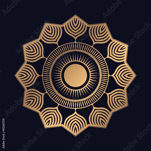 Luxurious golden color mandala design with background template vector