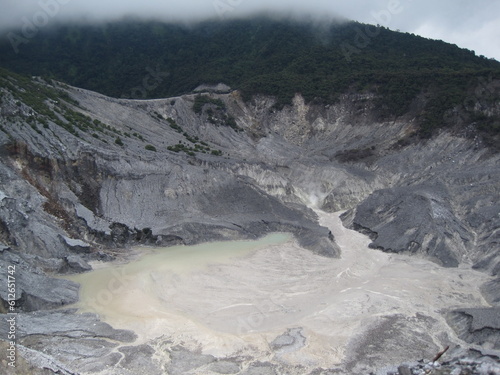 Crater of Tangkuban Perahu Volcano in West Java, Indonesia