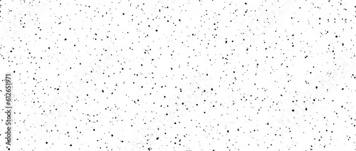 Seamless splashed dots texture. Black noise grain repeating pattern. Particles, splashes, drops, pieces, specks, speckles wallpaper. Random grunge gritty background. Vector backdrop