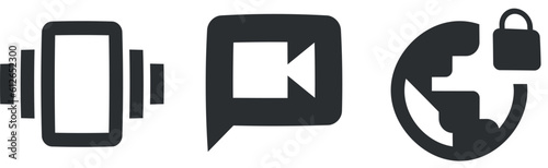 Set of 3 icons Notification. A set vector icons. Outline isolated signs. Linear icons set. Thin filled icons pack. UI and UX