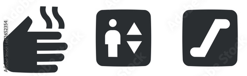 Set of 3 icons Places. Vector collection thin line Web icon. Simple Set. Linear icons set. Big UI icon set in a flat design. Vector illustration