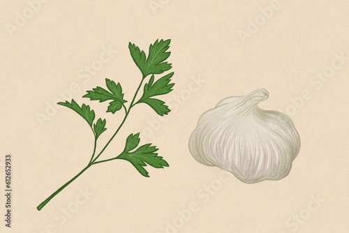 Garlic and parsley photo